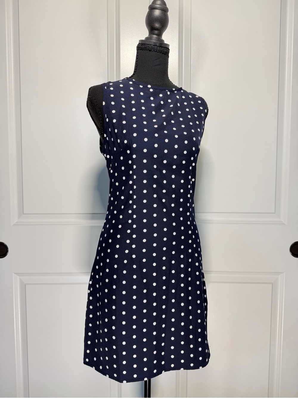 SHEIN Navy Polka Dot Sleeveless Mini Dress